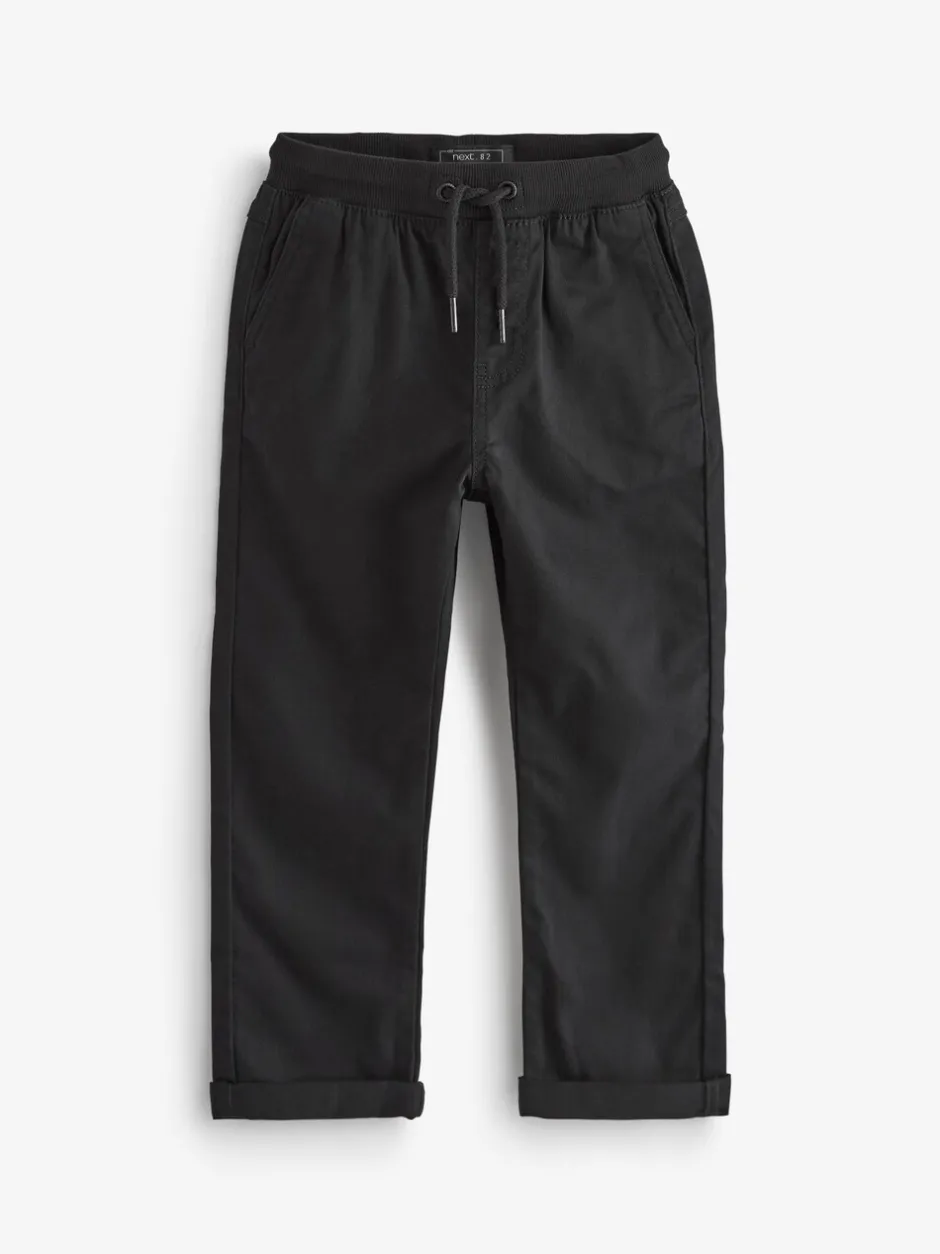 Schoolkleding|Broeken En Chino's|Next - Broek met geribde elastische taille (3-16 jr) Zwart
