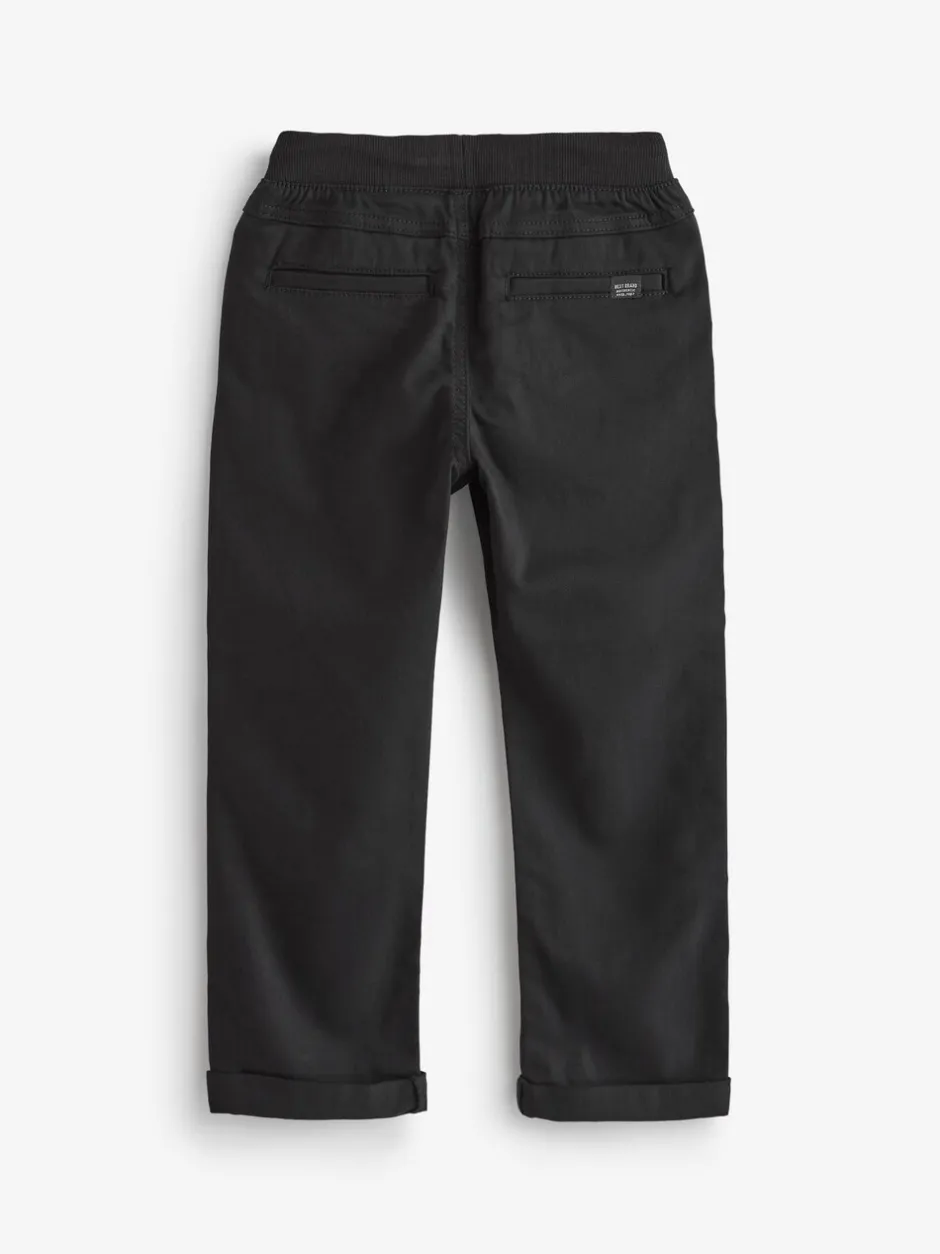Schoolkleding|Broeken En Chino's|Next - Broek met geribde elastische taille (3-16 jr) Zwart