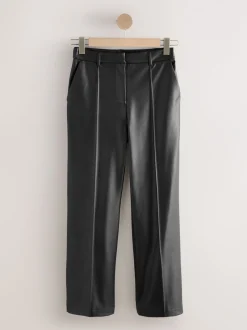 Broeken*Next - Broek met rechte pijpen van imitatieleer Zwart