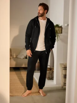 Joggingbroeken|Loungewear|Next - Brushback Heavyweight Open Joggers Zwart