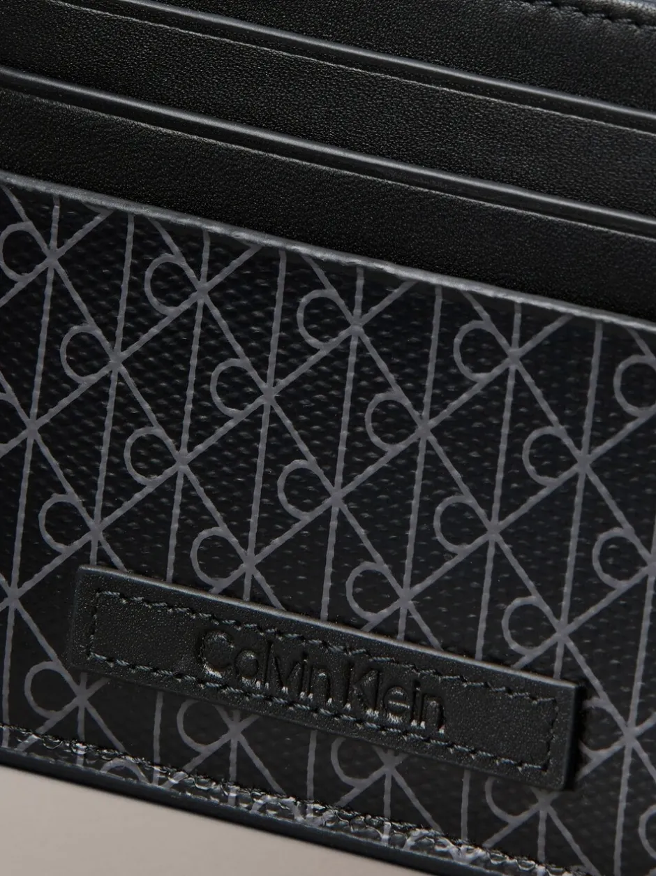 Portemonnees|Calvin Klein - Allover Monogram Logo Card Holder Zwart