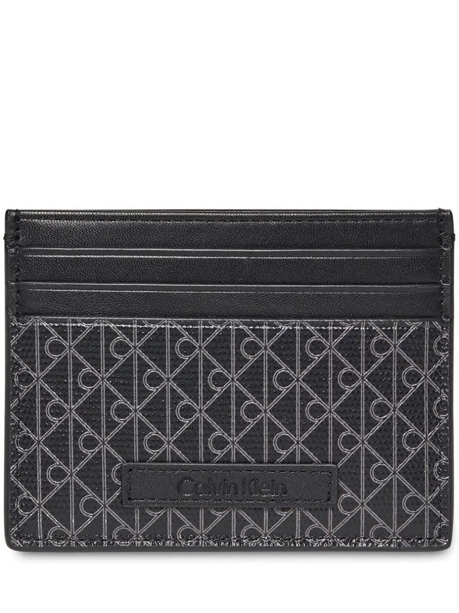 Portemonnees|Calvin Klein - Allover Monogram Logo Card Holder Zwart
