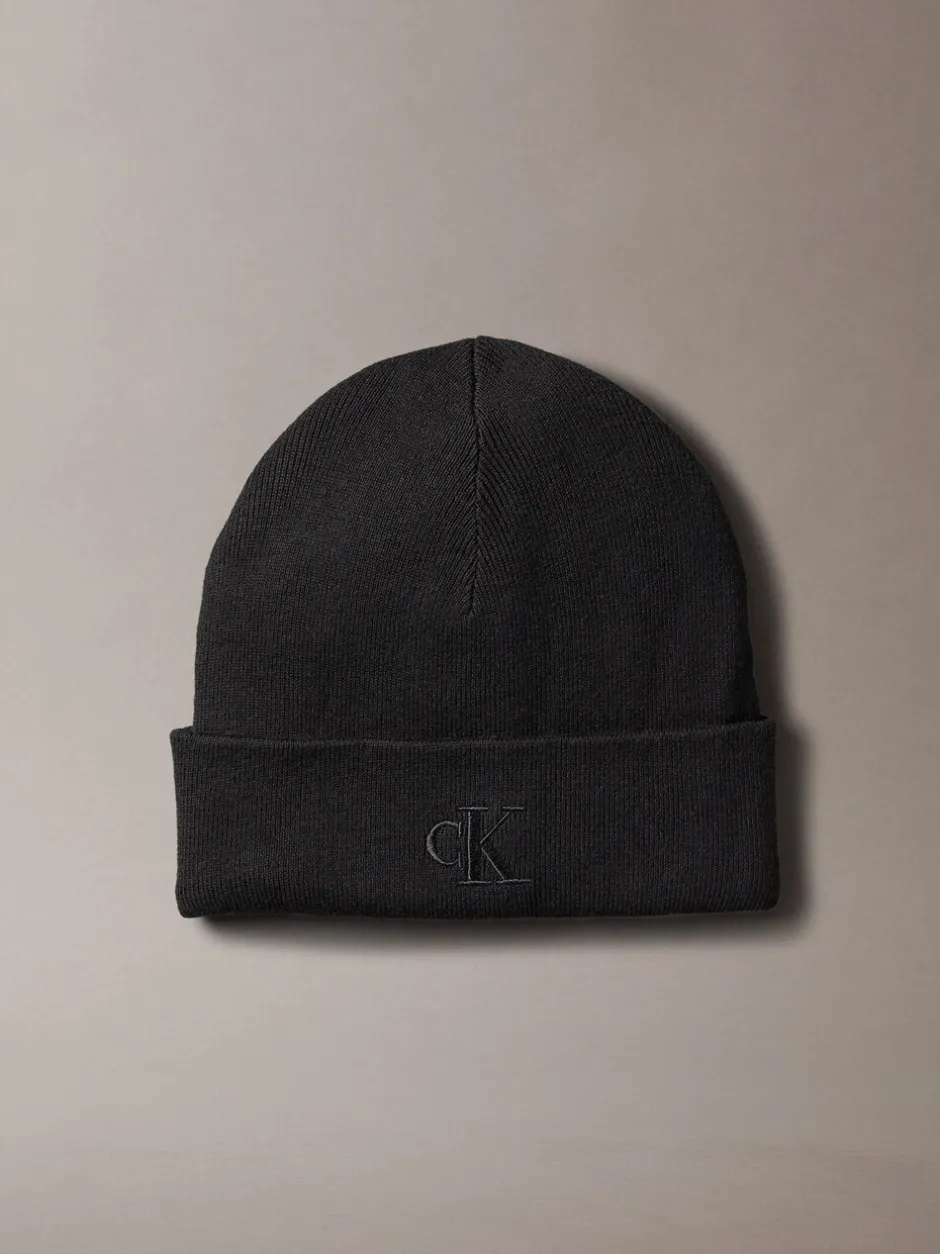 Mutsen, Sjaals En Handschoenen|Calvin Klein - Signature Logo Beanie Zwart