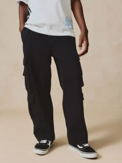 Broeken En Chino's|Next - Cargo broek van geweven twill-katoen (3-16jr) Zwart