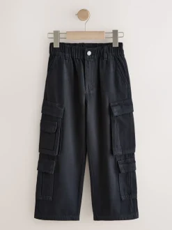 Broeken En Chino's|Next - Cargo broek van geweven twill-katoen (3-16jr) Zwart