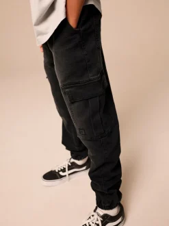 Jeans*Next - Cargo jeans met elastische taille (3-16 jr) Zwart