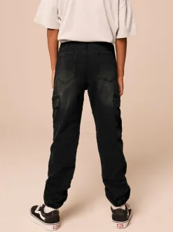 Jeans*Next - Cargo jeans met elastische taille (3-16 jr) Zwart
