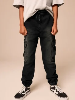 Jeans*Next - Cargo jeans met elastische taille (3-16 jr) Zwart