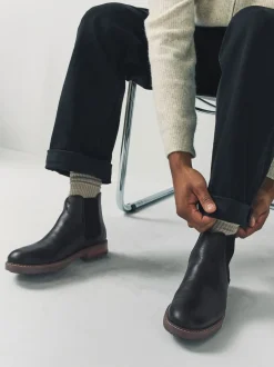 Boots|Formele Schoenen*Next - Casual leren chelsea-laars Zwart