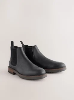 Boots|Formele Schoenen*Next - Casual leren chelsea-laars Zwart