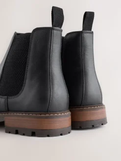 Boots|Formele Schoenen*Next - Casual leren chelsea-laars Zwart