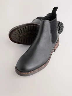 Boots|Formele Schoenen*Next - Casual leren chelsea-laars Zwart