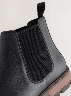 Boots|Formele Schoenen*Next - Casual leren chelsea-laars Zwart