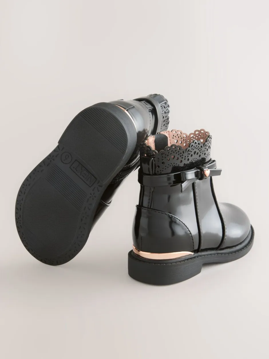 Schoolkleding|Boots*Next - Chelsea enkellaarzen met strik Zwart
