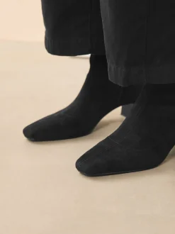Ruimvallend En Extraruimvallend*Next - Chisel Toe Block Heel Sock Boots Zwart