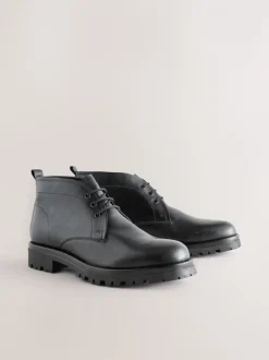 Boots|Next - Chunky Leather Chukka Boots Zwart