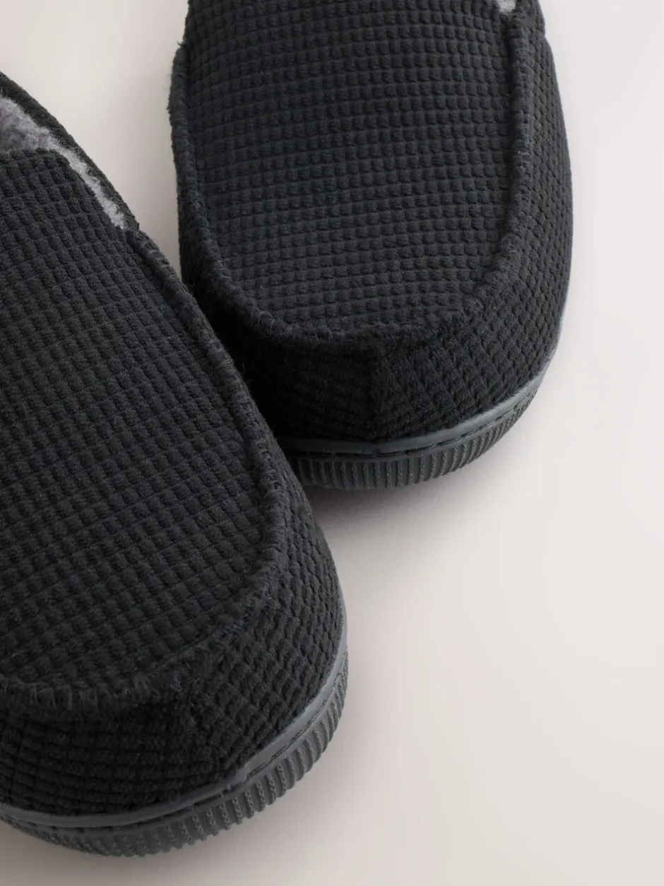 Pantoffels|Loungewear|Next - Closed Back Textured Slippers Zwart