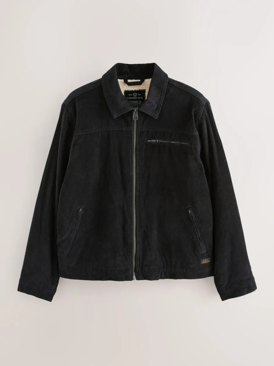 Jassen En Jacks*Next - Corduroy Borg Lined Jacket Zwart