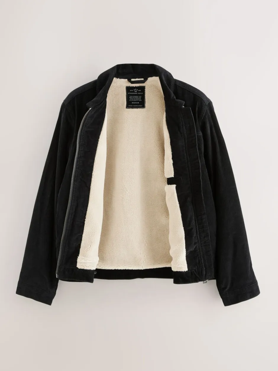 Jassen En Jacks*Next - Corduroy Borg Lined Jacket Zwart