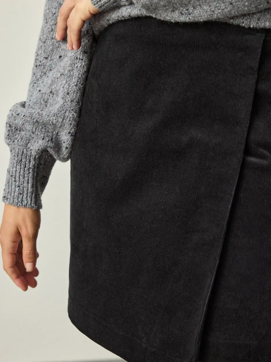 Rokken*Next - Corduroy mini-wikkelrok Zwart