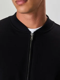 Jassen En Jacks|Next Zwart - Cotton Rich Full Zip Jersey Bomber Jacket