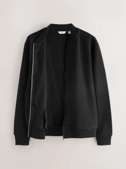 Jassen En Jacks|Next Zwart - Cotton Rich Full Zip Jersey Bomber Jacket