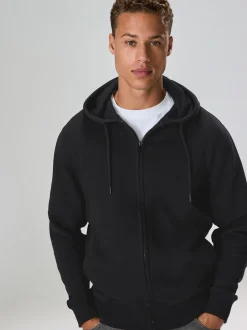 Sweaters En Hoody´S|Sweaters En Hoody´S*Next - Cotton Rich Heavyweight Jersey Full Zip Hoodie Zwart