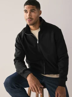 Sweaters En Hoody´S|Sweaters En Hoody´S|Next - Cotton Rich Jersey Full Zip Funnel Neck Sweatshirt Zwart