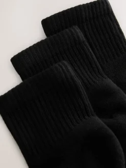 Sokken En Panty's|Next - Cushion Sole Ribbed Sport Cropped Ankle Socks 3 Pack With Arch Support Zwart