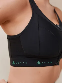 Beha's|Sportkleding|Next - DD+ Active Sports sportbeha voor hoge impact met Dry Tech en rits aan de voorkant Zwart