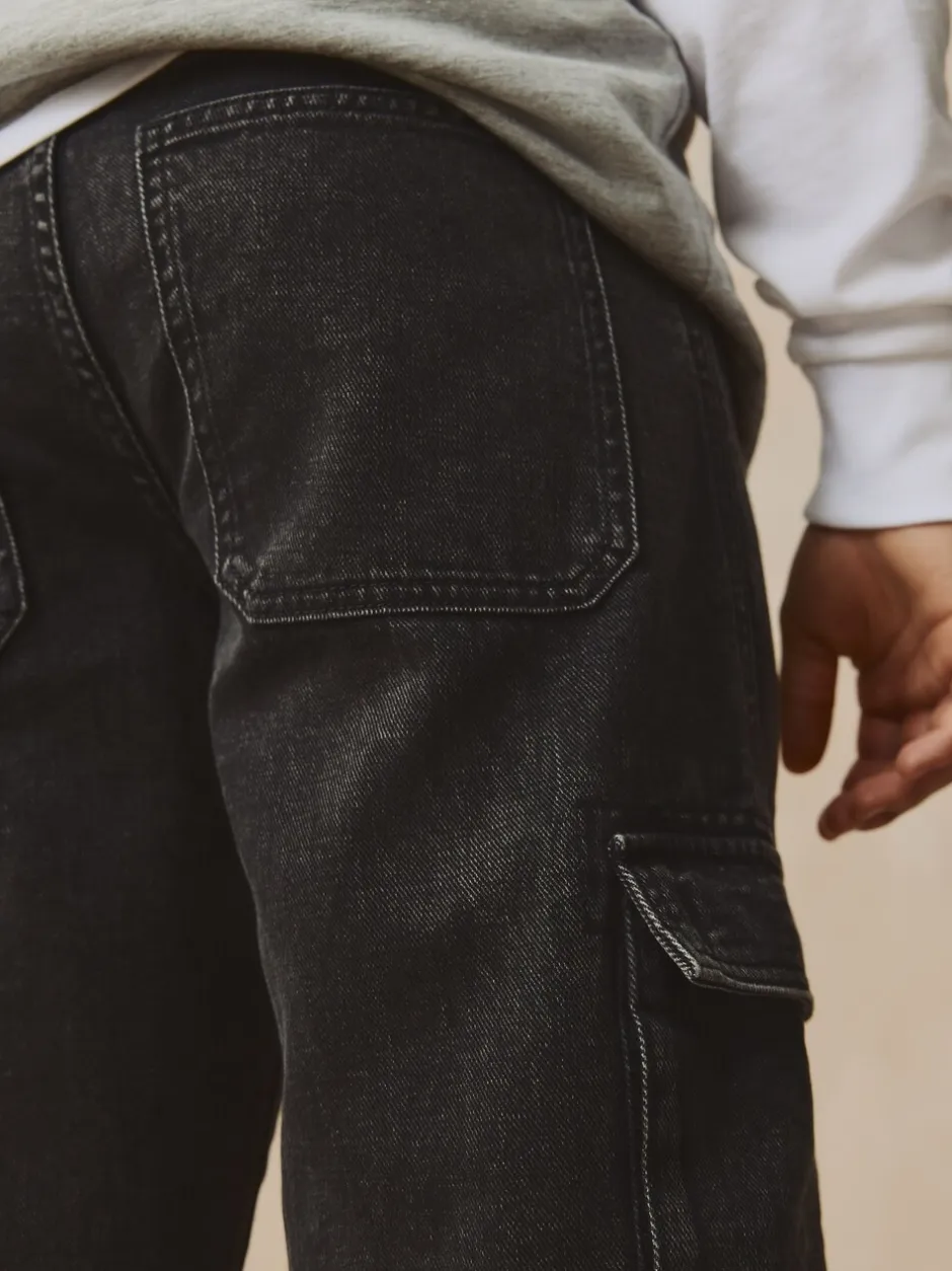 Jeans*Next Zwart - Denim cargojeans met meerdere zakken en 100% katoen (3 - 16 jr)