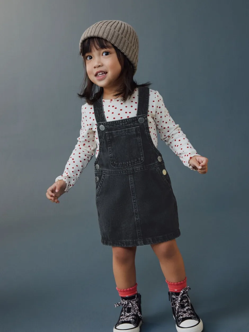 Jurken|Jurken*Next - Denim overgooier (3 mnd-8 jr) Zwart
