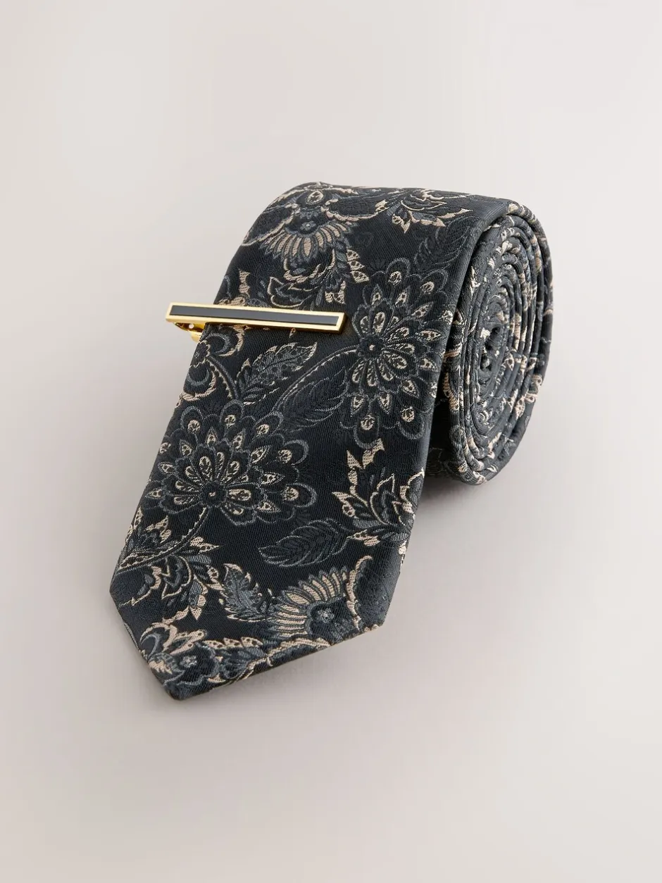 Stropdassen En Pochets*Next - Design stropdas en clip Zwart