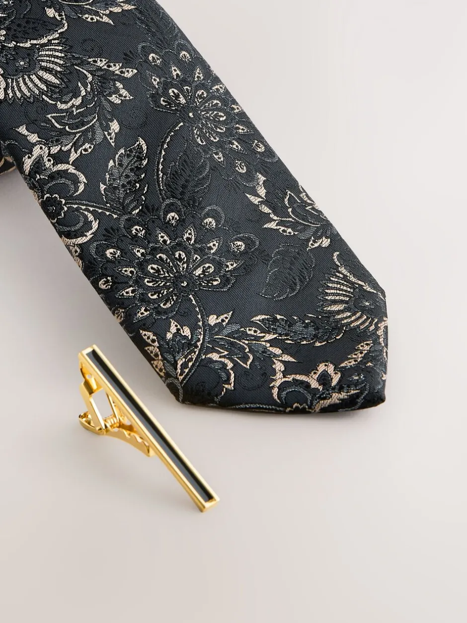 Stropdassen En Pochets*Next - Design stropdas en clip Zwart