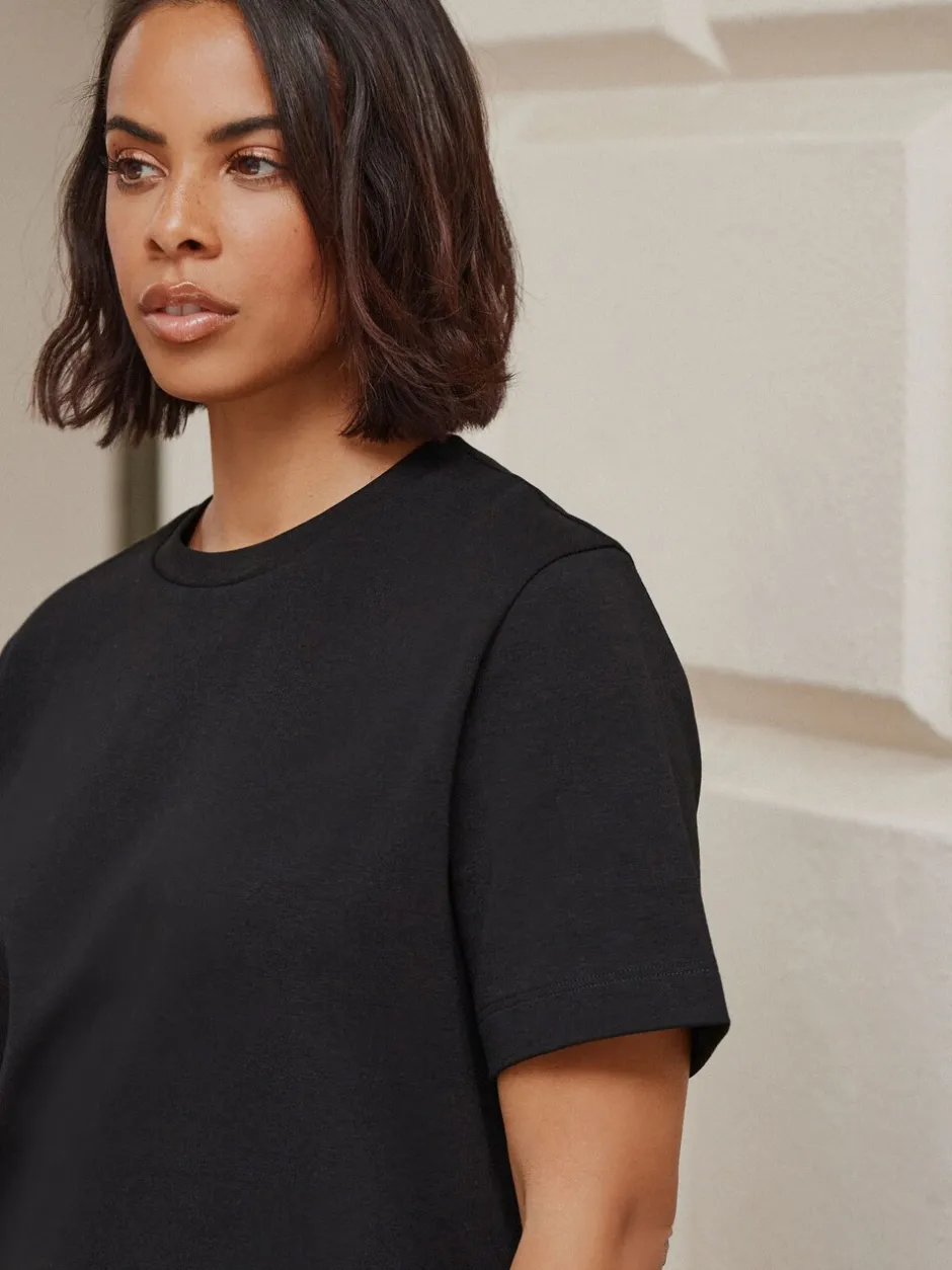 Tops En T-Shirts*Next Zwart - Dik T-shirt met ronde hals en korte mouwen