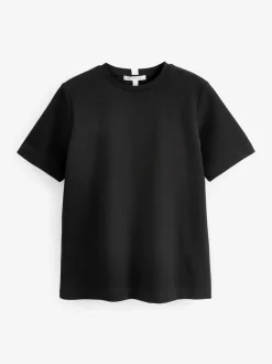 Tops En T-Shirts*Next Zwart - Dik T-shirt met ronde hals en korte mouwen