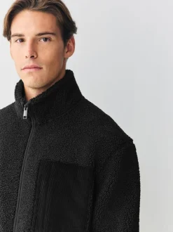 Jassen En Jacks|Sweaters En Hoody´S*Next - Doorritsbare funnel Borg Fleece Zwart