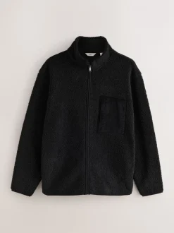 Jassen En Jacks|Sweaters En Hoody´S*Next - Doorritsbare funnel Borg Fleece Zwart