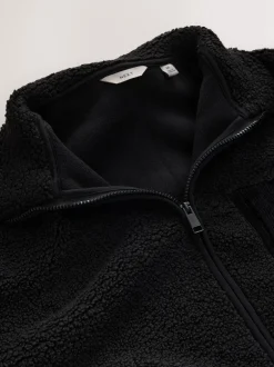 Jassen En Jacks|Sweaters En Hoody´S*Next - Doorritsbare funnel Borg Fleece Zwart