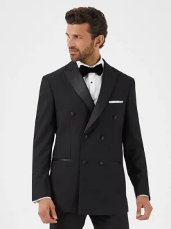 Smokings En Feestkleding|Pakken|Skopes Zwart - Dubbele knoop - Sinatra fit diner kostuumjasje