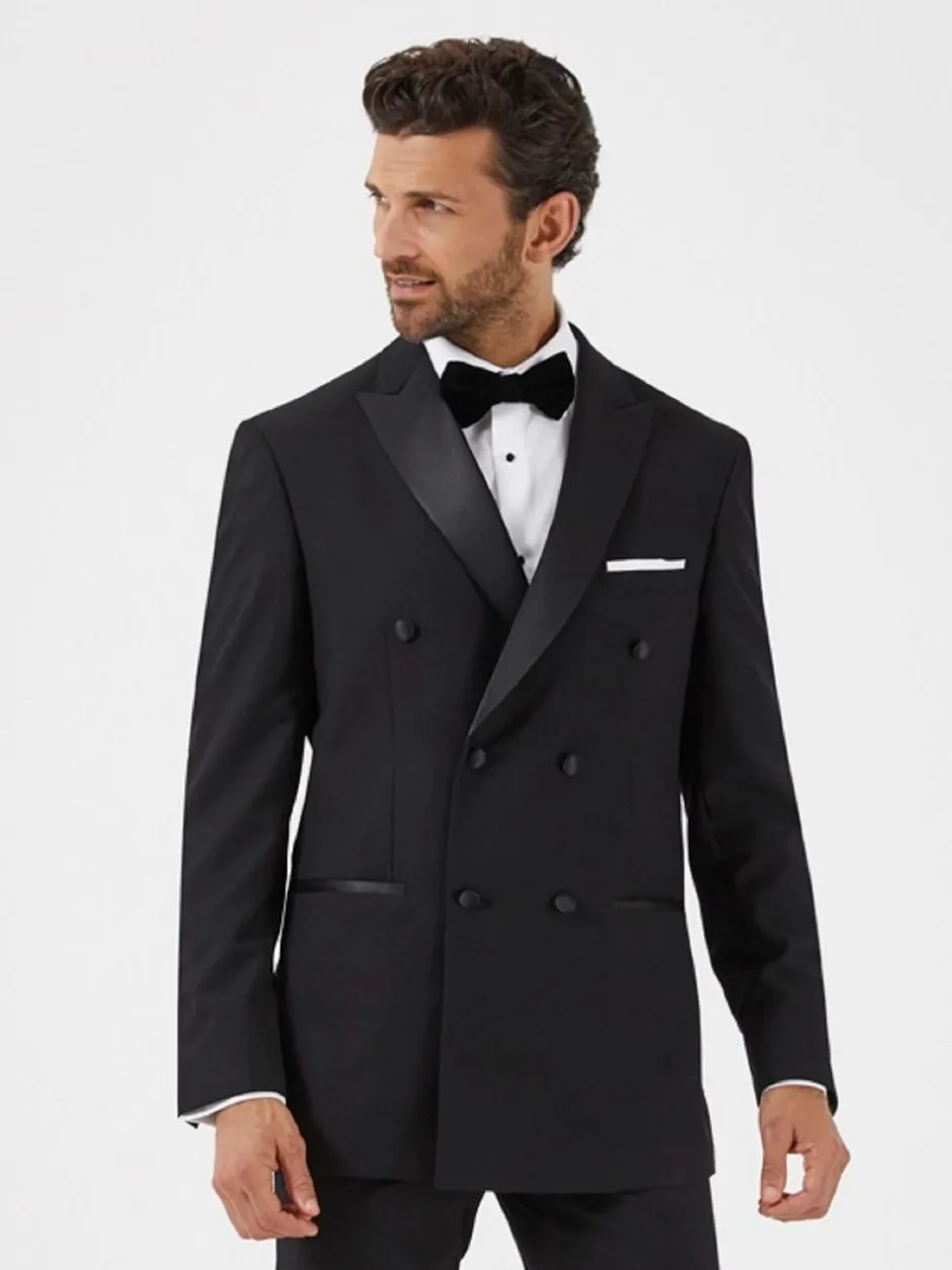 Smokings En Feestkleding|Pakken|Skopes Zwart - Dubbele knoop - Sinatra fit diner kostuumjasje