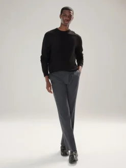 Gebreide Kleding|Next - Effen - Regular Fit Cotton Rich Crew Neck Jumper Zwart