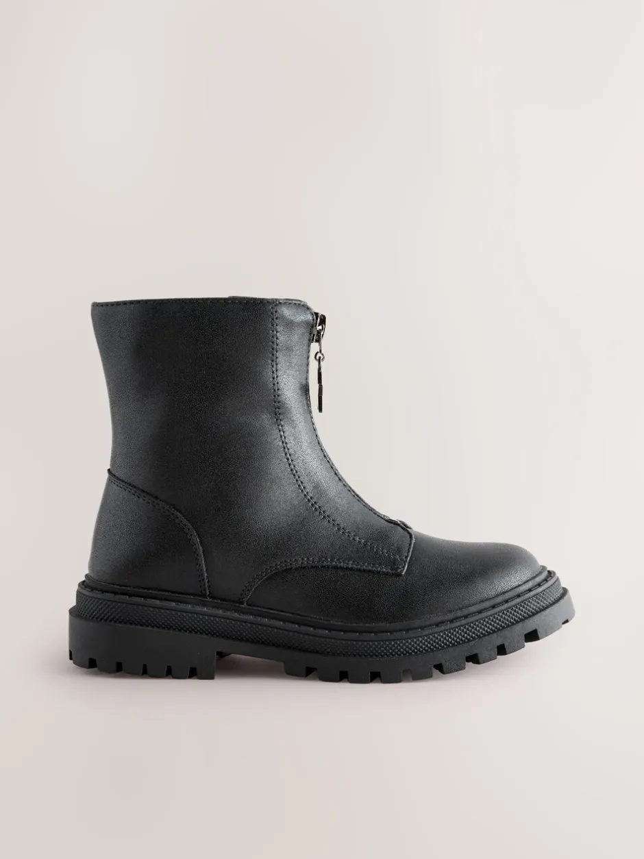 Boots|Next - Enkellaarzen met rits aan de voorkant Zwart