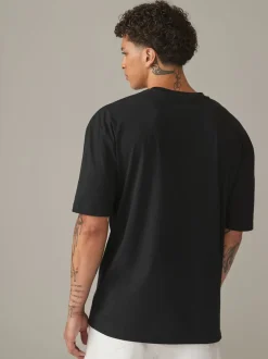 Loungewear*Next - Essential Cotton T-Shirts Relaxed Fit 5 Pack Zwart
