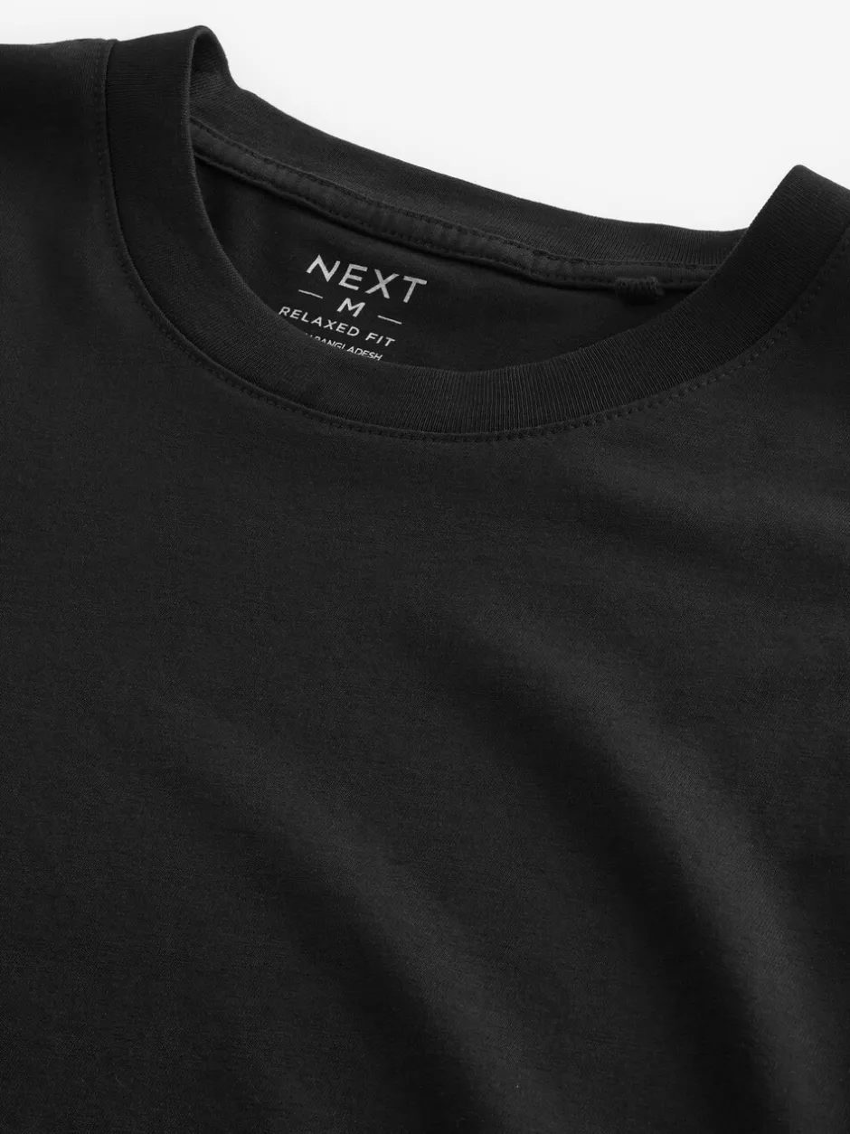 Loungewear*Next - Essential Cotton T-Shirts Relaxed Fit 5 Pack Zwart