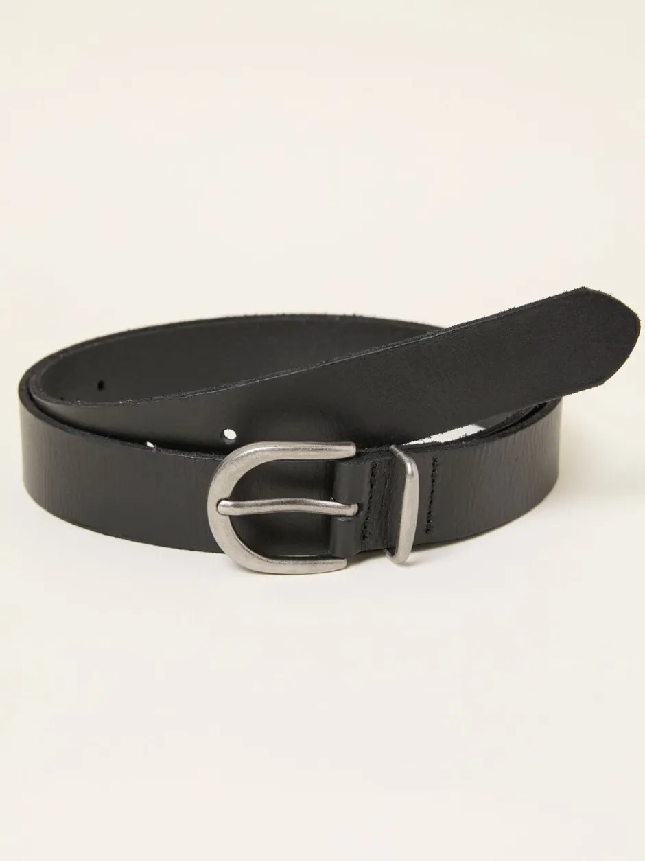 Ceintuurs|Fat Face - FatFace effen leren riem Zwart