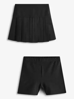 Shorts En Rokken|Next - Fietsshort en geplooide rok set (3-17jr) Zwart