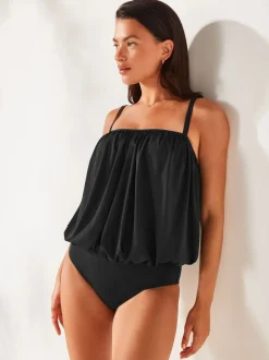 Badkleding|Next - Figuurvormend blousonbadpak met print Zwart