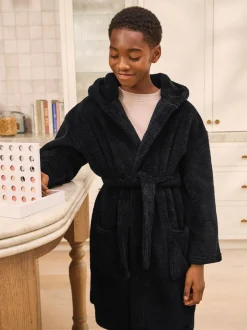 Kamerjassen|Next Zwart - Fleece badjas (1,5-16jr)