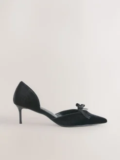 Schoenen Met Hakken*Next - Forever Comfort® - Fluwelen tweedelige hakken met strik en spitse neus Zwart